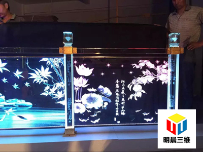 激光雕刻玻璃原理 內(nèi)雕發(fā)光玻璃-明晨三維科技